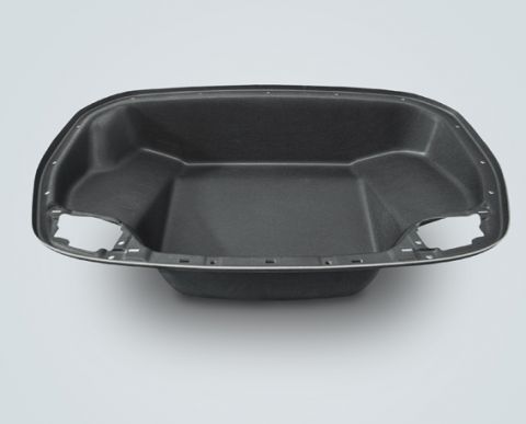 Made substantially from recycled polyethylene terephthalate fibres, this compression-moulded frunk is light in weight and provides acoustic and thermal insulation, according to its developer, Autoneum.